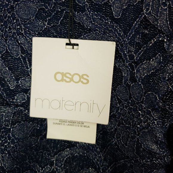 ASOS Maternity Womens Dress Sz Small Blue Lace 3/4 Sleeve - Picture 6 of 6